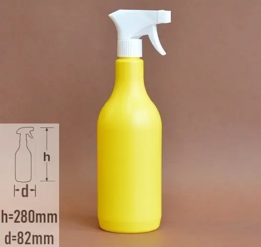 Sticla plastic 750ml culoare galben cu capac trigger-sprayer alb